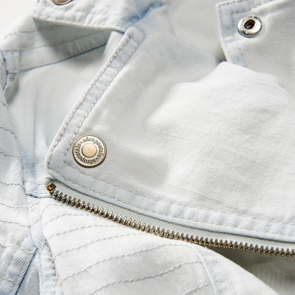 Aeropostale Light-Wash Denim Moto Jacket Brand New - Picture 3 of 6